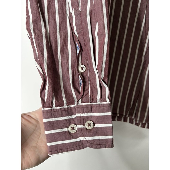Tommy Bahama Men Size XL Striped Button Front Long Sleeve Pima Cotton Shirt - Picture 2 of 7